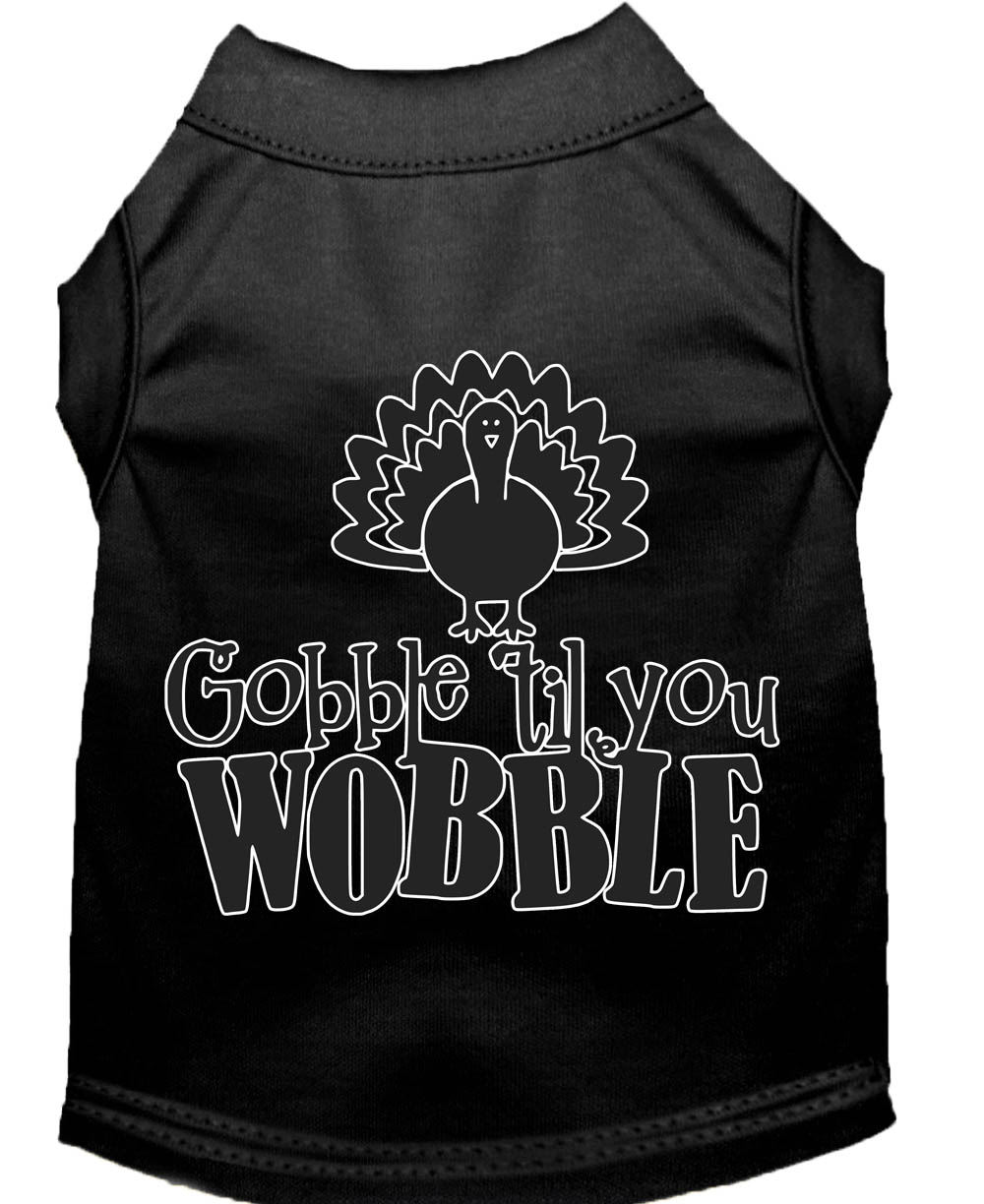 Gobble til You Wobble Screen Print Dog Shirt Black Lg